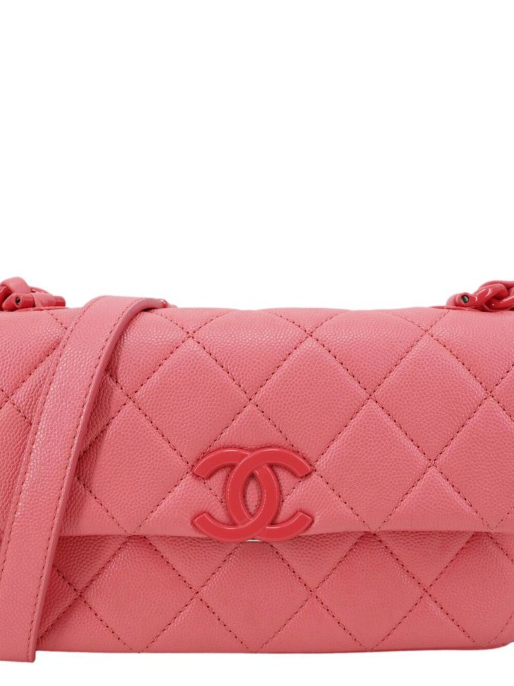 Chanel  My Everything Flap Small Quilted Caviar Leather Shoulder Bag Pink